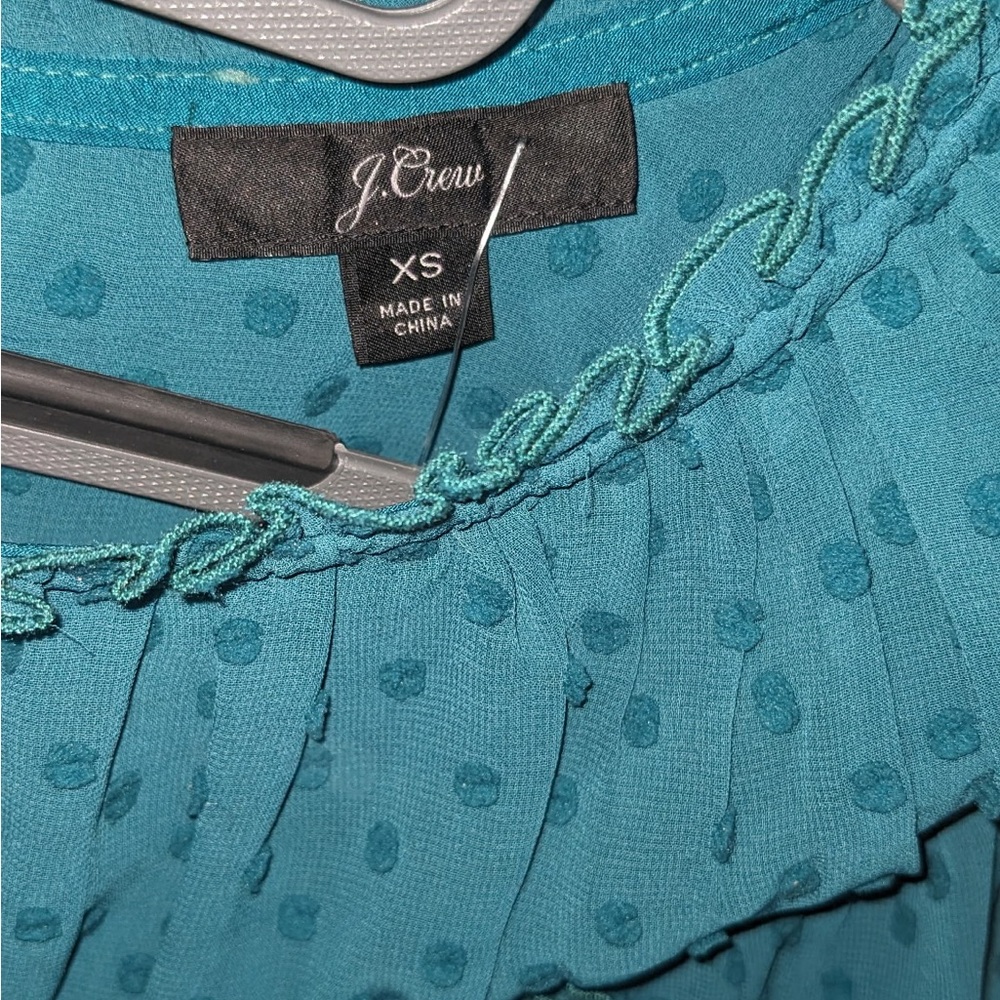J.Crew Teal Polka Dot Blouse